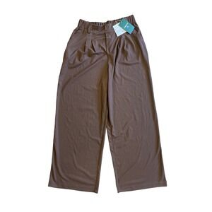 Halara Flex High Waisted Pocket Wide Leg Waffle Work Pants M Brown Partridge